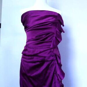 Suzi Chin For Maggy Boutique Magenta Strapless Ruffled Dress Women's Size 6